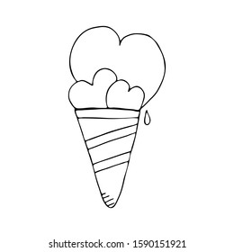 Hand drawn ice cream of love vector illustration. Sweet and colt dessert.