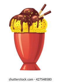 Hand  drawn ice cream on background. Elements for design.