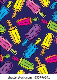 Hand drawn  Ice cream pattern. Vector illustration.