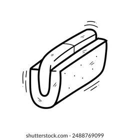 Hand Drawn Ice Cream Sandwich Illustration. Doodle Vector. Isolated on White Background - EPS 10 Vector