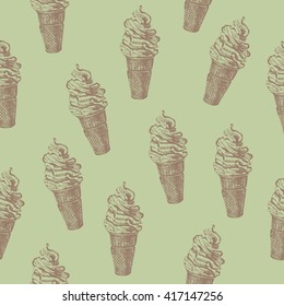hand drawn ice cream seamless pattern