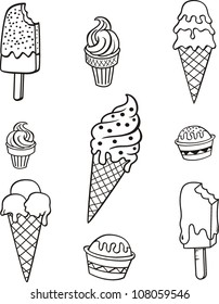 Hand drawn of   ice cream set , vector illustration