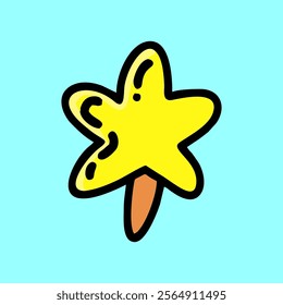 Hand Drawn Ice Cream Star in Yellow Color