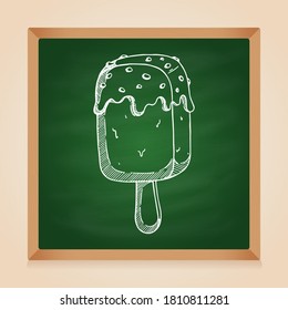 hand drawn ice cream stick on chalkboard background