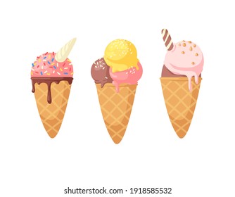 Hand Drawn Ice Cream Vector Artistic Drawing. Summer Illustration Sweet Fast Food