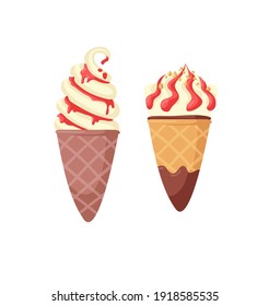 Hand Drawn Ice Cream Vector Artistic Drawing. Summer Illustration Sweet Fast Food