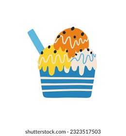 hand drawn ice cream. vector illustration in flat style