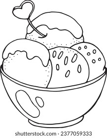 Hand drawn ice cream vector illustration kids coloring pages