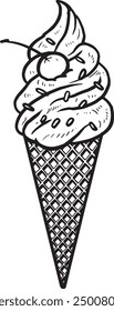 hand drawn ice cream vector line art