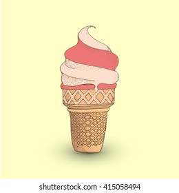 Hand drawn ice cream. Vector