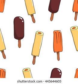 hand drawn ice cream vector seamless pattern