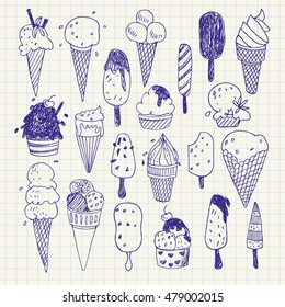 Hand- drawn Ice cream vector drawings set