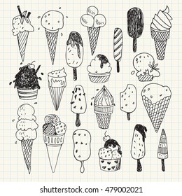 Hand- drawn Ice cream vector drawings set