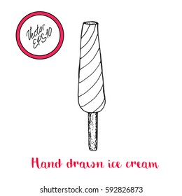 Hand drawn ice cream . Vector stock illustration. Sweet shop collection. Frozen yogurt. 