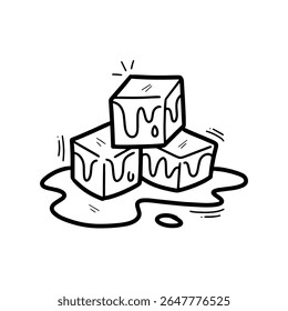 Hand Drawn Ice Cube Illustration. Doodle Vector. Isolated on White Background - EPS 10 Vector