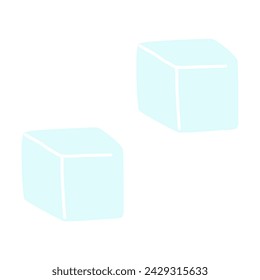 Hand drawn ice cubes, frozen water. Doodle vector illustration
