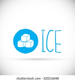 Hand drawn ice cubes logo design icon, vector illustration. 