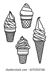 Hand drawn ice cream? doodle set - stock vector.