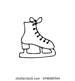 Icono de patines de hielo dibujado a mano en vector. Icono de patinaje sobre hielo Doodle en vector. Ilustración de patines de hielo de doodle aislados