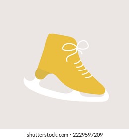 Hand drawn ice skates icon in vector. Doodle ice skates icon in vector. Isolated doodle ice skates illustration in yellow color