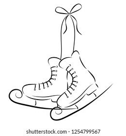 Hand drawn ice skates. Vector illustration.