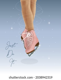 hand drawn ice skating illustration template background greeting cards with quotes  