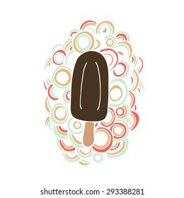 Hand drawn ice-cream doodle for background, cards, and other