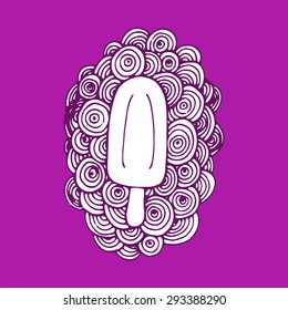 Hand drawn ice-cream doodle for background, cards, and other