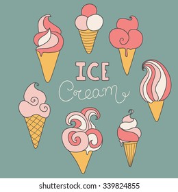 Hand drawn ice-cream set