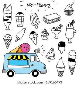 hand drawn ice-cream set