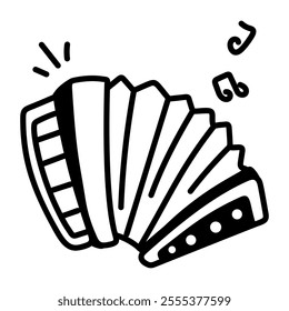 A hand drawn icon of an accordion 
