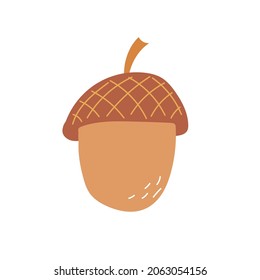 Hand drawn icon with acorn - vector illustration on white background