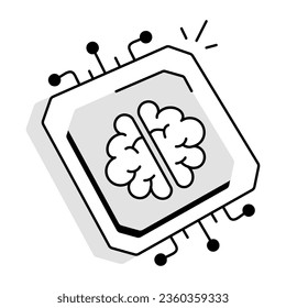 Hand drawn icon of ai chip 