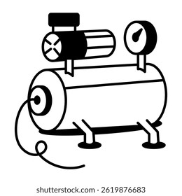 A hand drawn icon of an air compressor 
