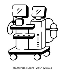 A hand drawn icon of an anesthesia machine 
