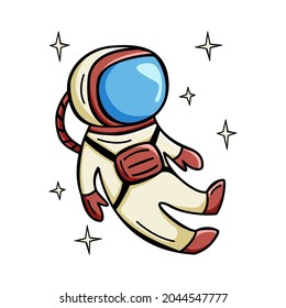 Hand drawn icon of astronaut in doodle style isolated on white background.