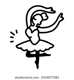 A hand drawn icon of ballerina dance

