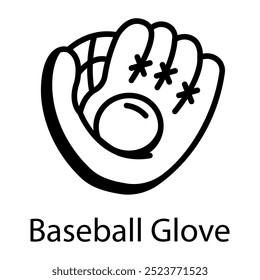 Hand drawn icon of baseball glove 