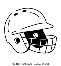 A hand drawn icon of baseball helmet
