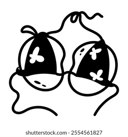 A hand drawn icon of beach bikini top

