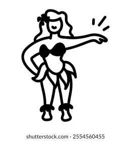 A hand drawn icon of beach hula dance 

