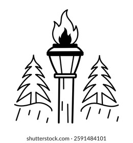 Hand drawn icon of beach torch 
