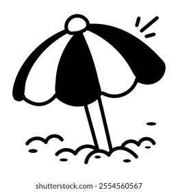 A hand drawn icon of a beach umbrella 

