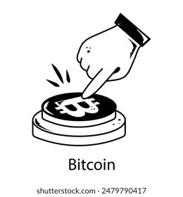 A hand drawn icon of bitcoin button 