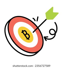 Hand drawn icon of bitcoin target 