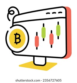 Hand drawn icon of bitcoin trade 