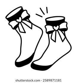 A hand drawn icon of bow socks 

