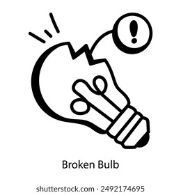 A hand drawn icon of broken bulb 