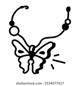 A hand drawn icon of a butterfly pendant 

