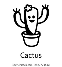 Un icono dibujado a mano de cactus pot 
